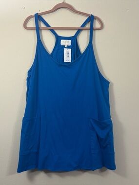 Simply Southern Blue Floral dress Romper women’s XXL sleeveless athletic sporty